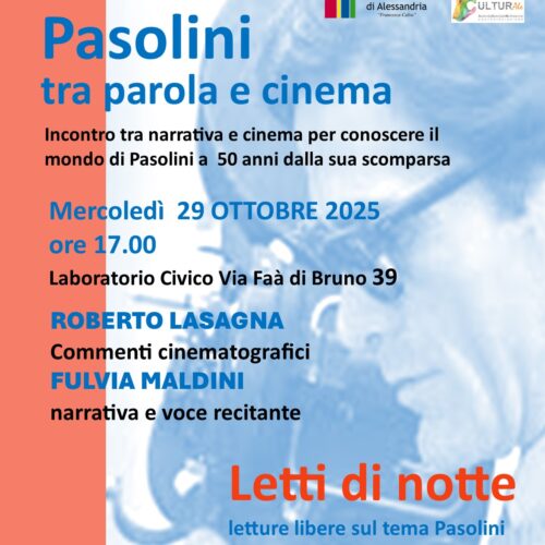 Pier Paolo Pasolini tra letture e cinema: mercoledì 29 ottobre alla Scuola del Popolo