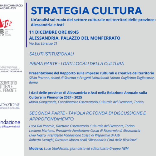 La fotografia della situazione culturale nelle province di Alessandria e Asti: giovedì 11 l’incontro