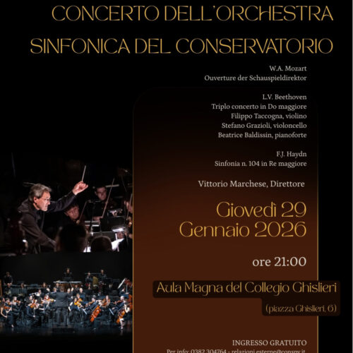 Giovedì il concerto dell’Orchestra del Conservatorio di Pavia
