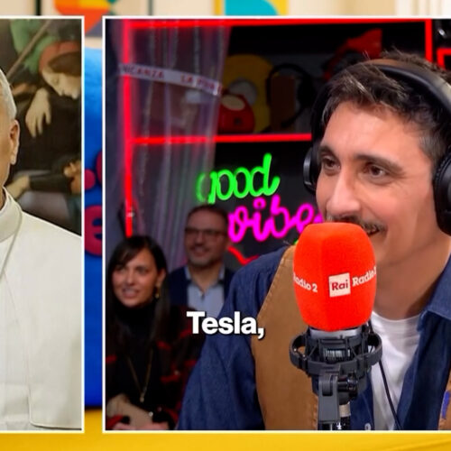 Fiorello ironizza sul Vescovo Gallese con la Tesla: su Rai Radio 2 l’imitazione di Papa Leone