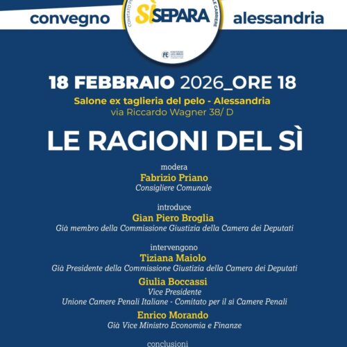 Referendum sulla Giustizia: mercoledì ad Alessandria incontro pubblico sulle ragioni del Sì