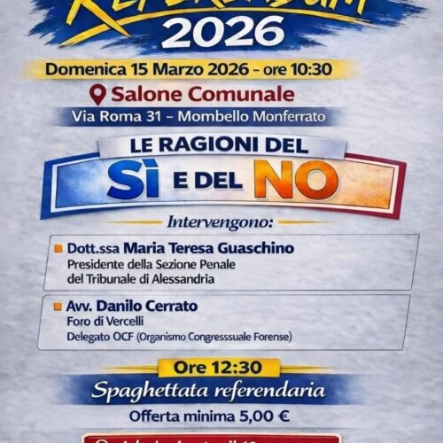 Referendum Giustizia: domenica a Mombello confronto pubblico sulle ragioni del Sì e del No
