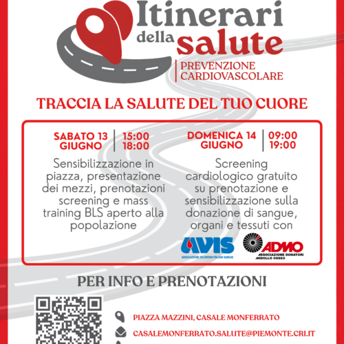 A Casale Monferrato gli “Itinerari della Salute”: due giornate dedicate a prevenzione, donazione consapevole e manovre salvavita