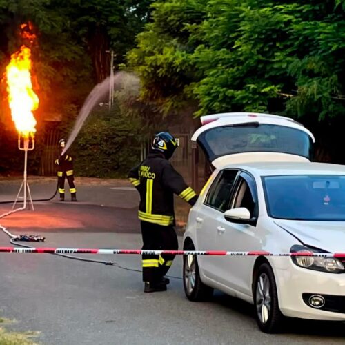 Perdita di gas da un’auto a Gpl a Montecastello: intervento dei Vigili del Fuoco