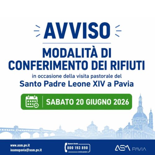 Sabato la visita del Papa a Pavia: le novità sul conferimento rifiuti comunicate da Asm