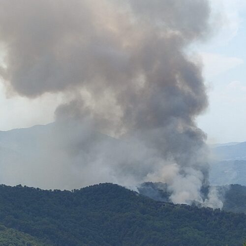 A Mornese l’incendio si sta avvicinando alla linea elettrica e ai filtri dell’acquedotto