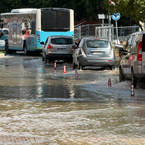 Altri disagi sulle strade di Alessandria: allagato tratto della rotonda di Spalto Borgoglio