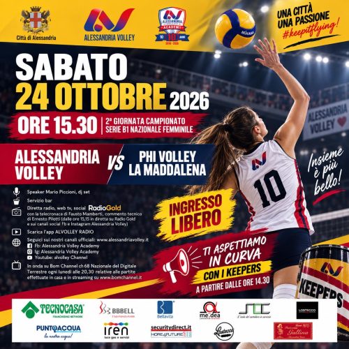 Alessandria Volley: sabato esordio in casa contro La Maddalena in diretta sulla pagina Facebook di Radio Gold