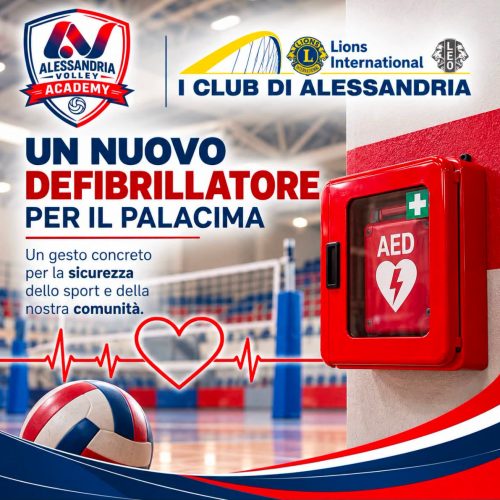Un nuovo defibrillatore al PalaCima: sabato il dono dei Lions prima del match dell’Alessandria Volley